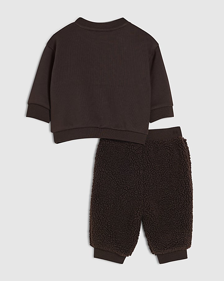 Baby Boys Brown Borg Bear Sweatshirt Set