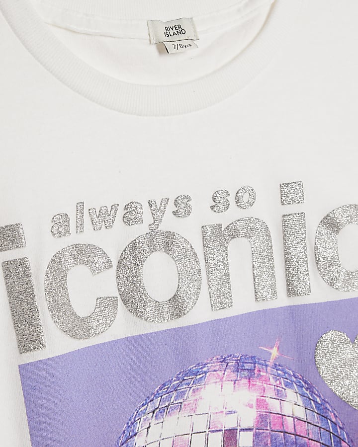 Girls White Always Iconic Disco T-Shirt