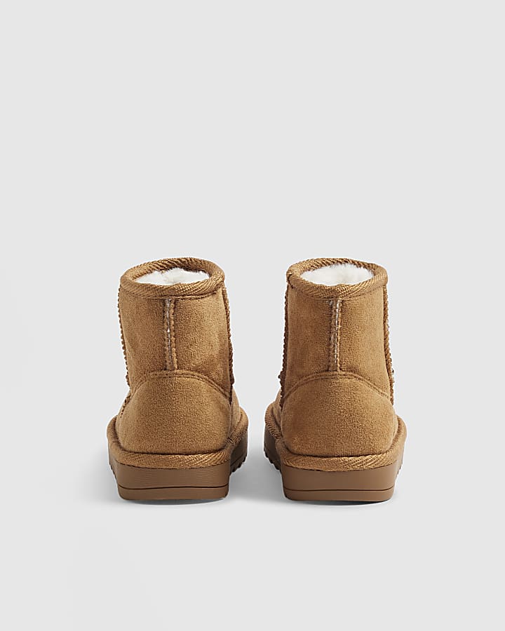 Mini Girls Brown Faux Fur Lined Boots