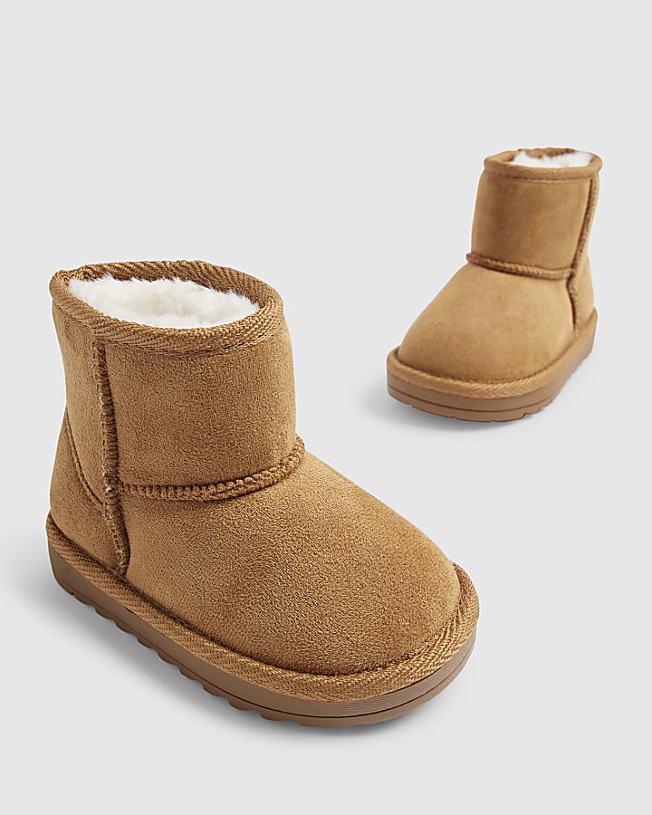 Mini Girls Brown Faux Fur Lined Boots