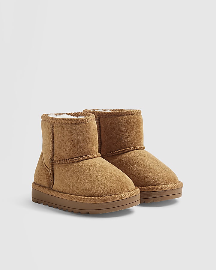 Mini Girls Brown Faux Fur Lined Boots