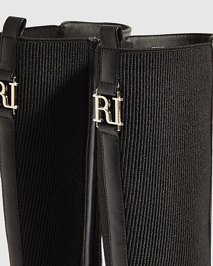 Girls Black Knee High Riding Boots