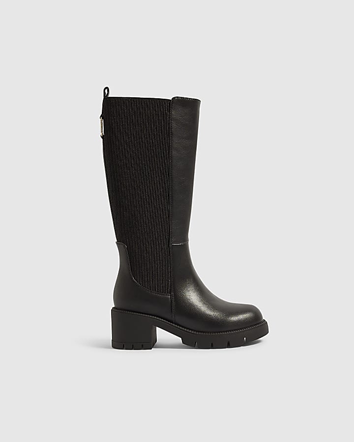 Girls Black Knee High Riding Boots