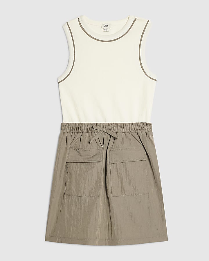 Girls Khaki Hybrid Nylon Dress