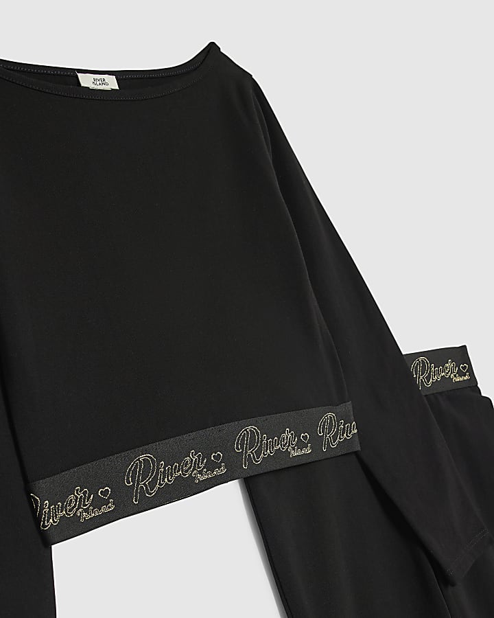 Girls Black T-Shirt And Leggings Set