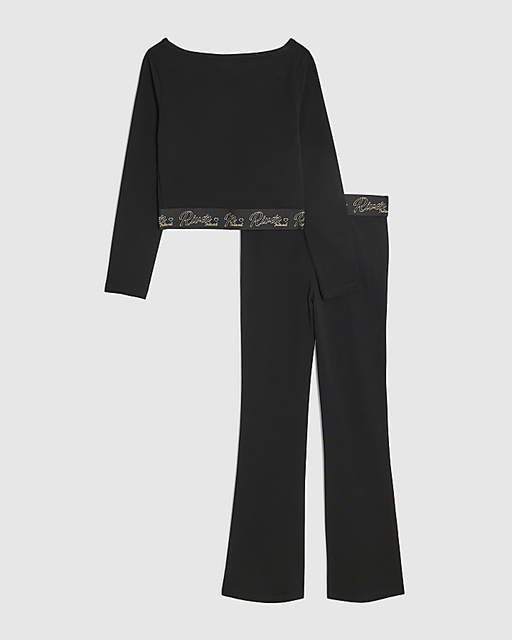 Girls Black T-Shirt And Leggings Set