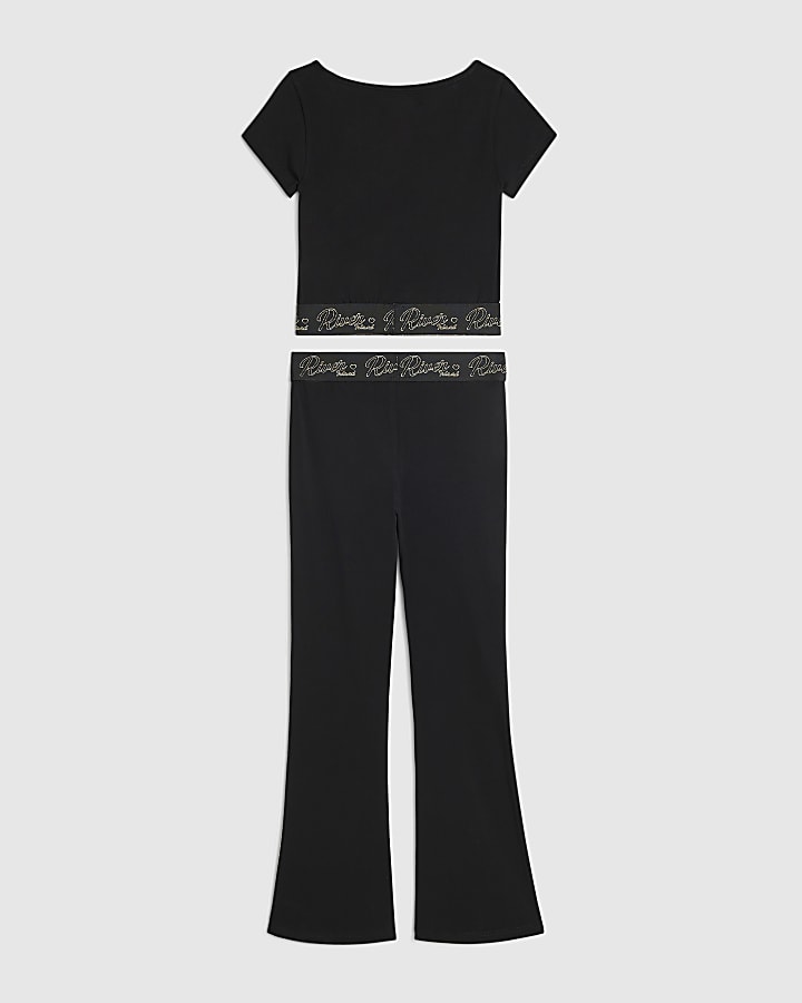 Girls Black T-Shirt And Leggings Set