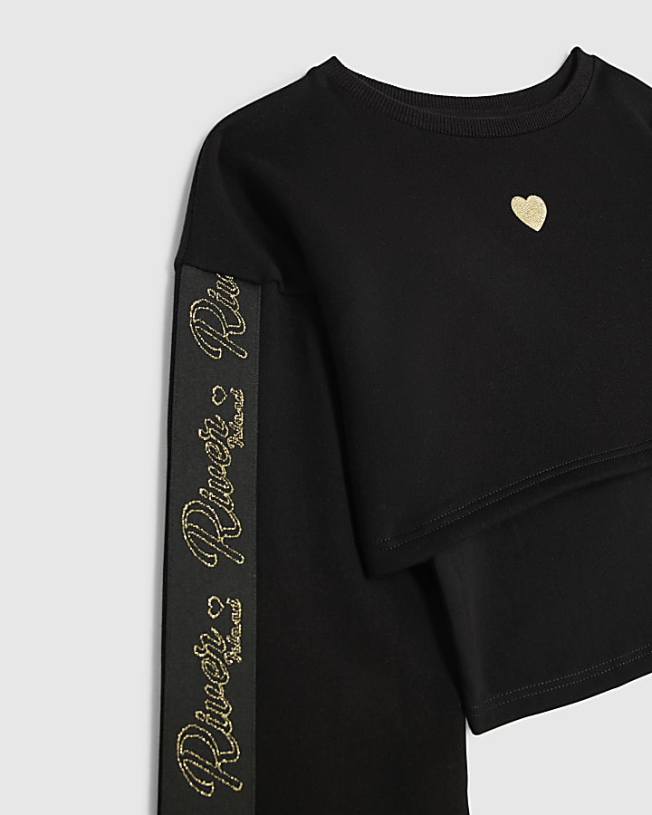 Girls Black Double Layered RI Sweatshirt