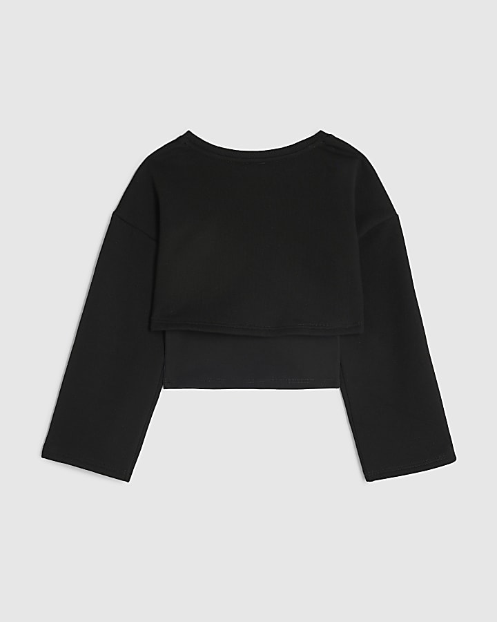 Girls Black Double Layered RI Sweatshirt