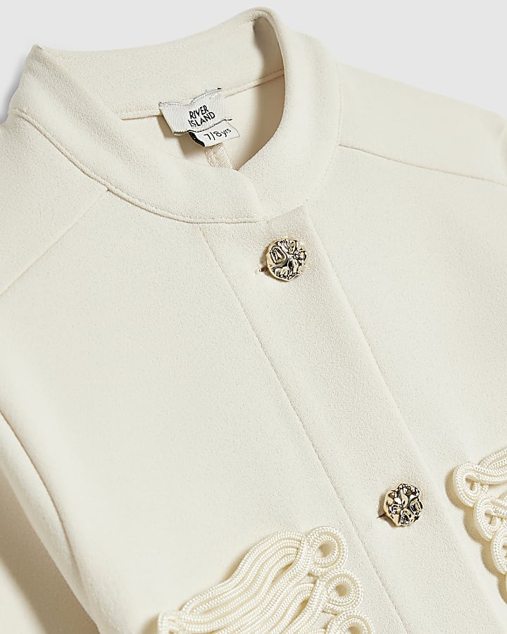 Girls Cream Premium Crepe Drummer Jacket