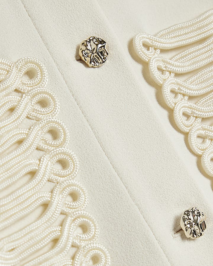 Girls Cream Premium Crepe Drummer Jacket