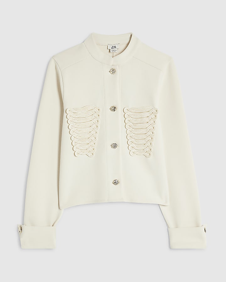 Girls Cream Premium Crepe Drummer Jacket