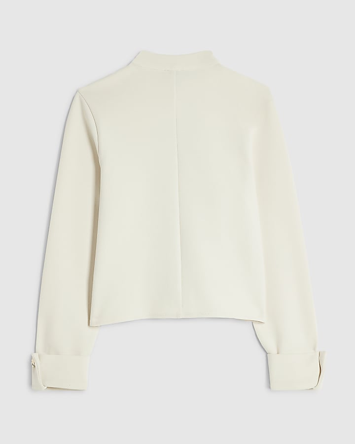 Girls Cream Premium Crepe Drummer Jacket