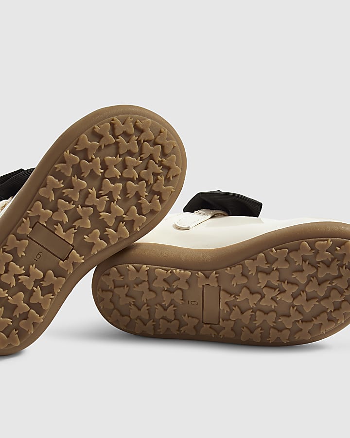 Mini Girls Cream Black Bow Mary Janes