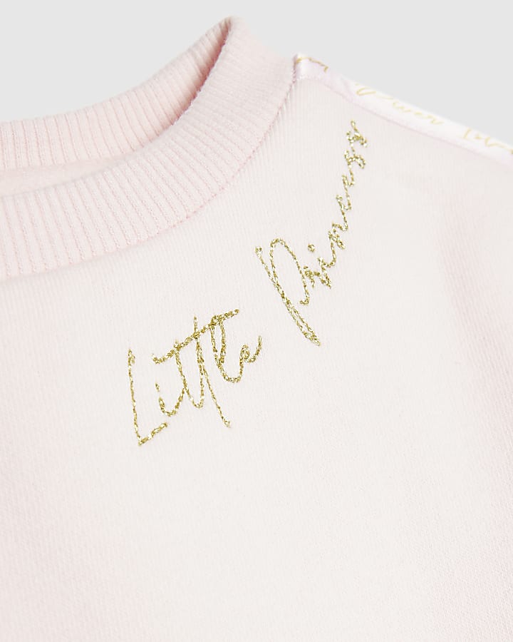 Mini Girls Pink Satin Bow Sweatshirt Set