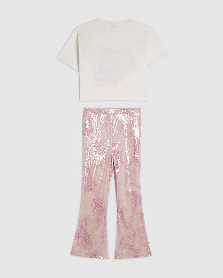 Girls White Disco All The Time T-Shirt Set