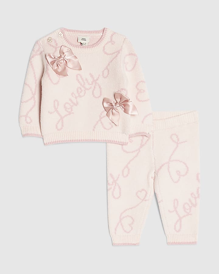 Baby Girls Pink Lovely Knitted Jumper Set