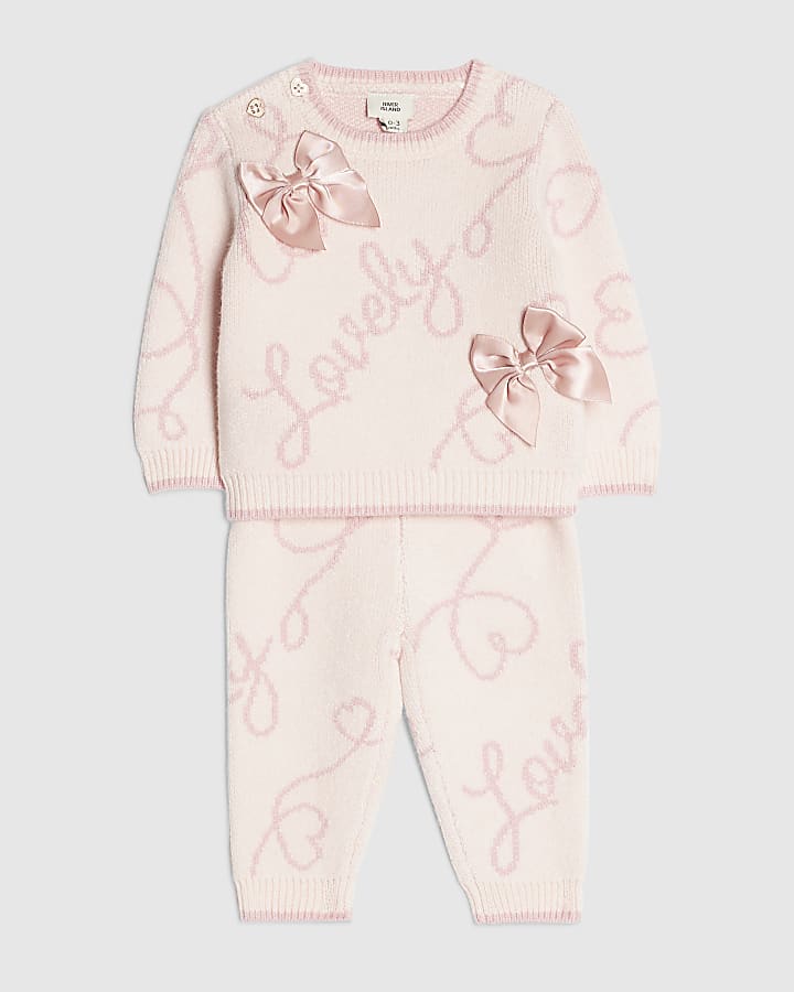Baby Girls Pink Lovely Knitted Jumper Set