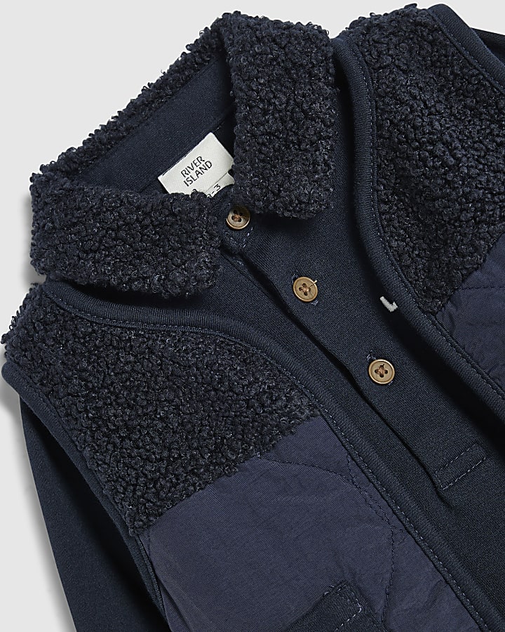 Baby Boys Navy Borg Gilet Set