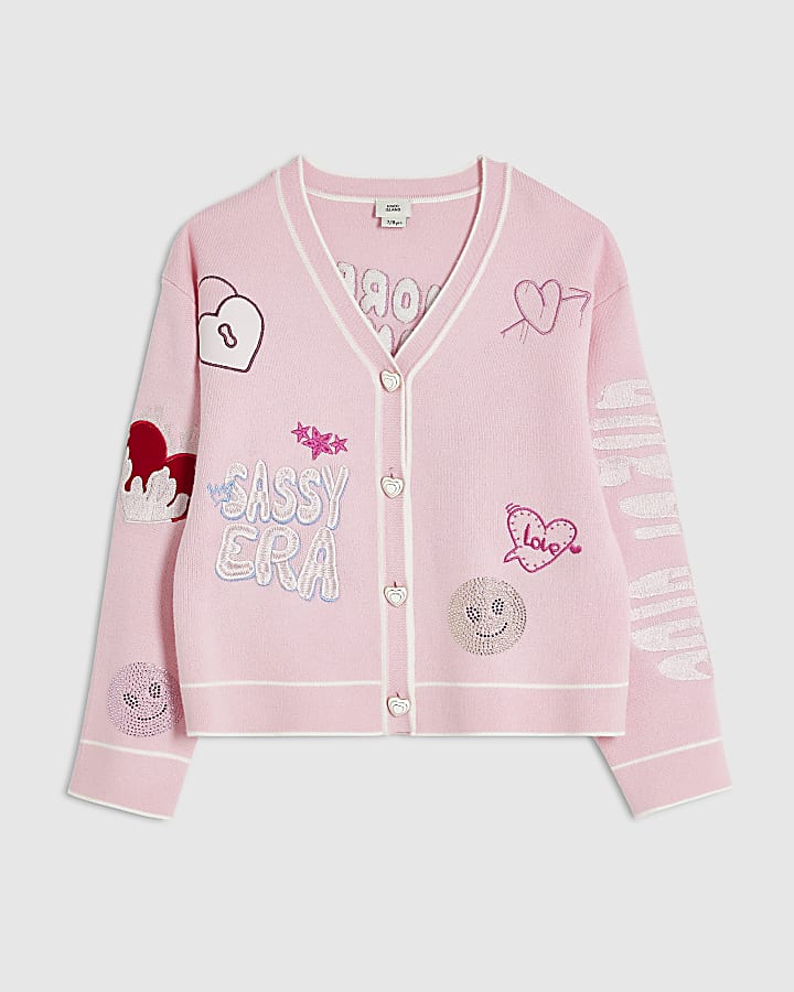 Girls Pink Sassy Era Cardigan