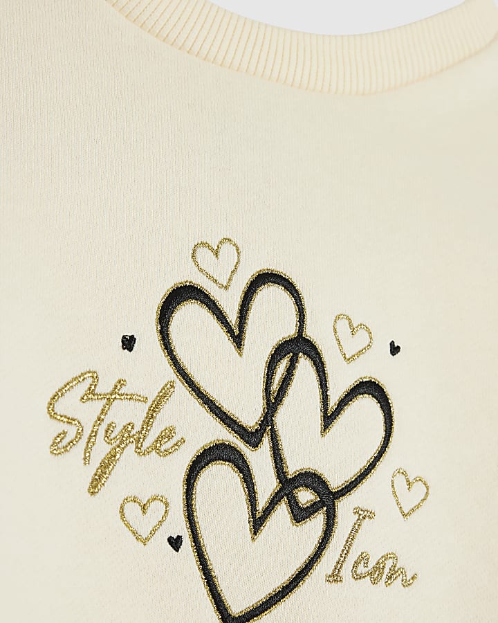 Mini Girls Cream Sweatshirt 3 Piece Set