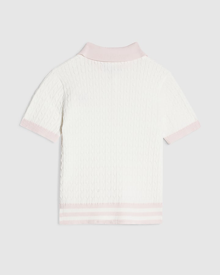 Girls Cream Tipped Polo Shirt