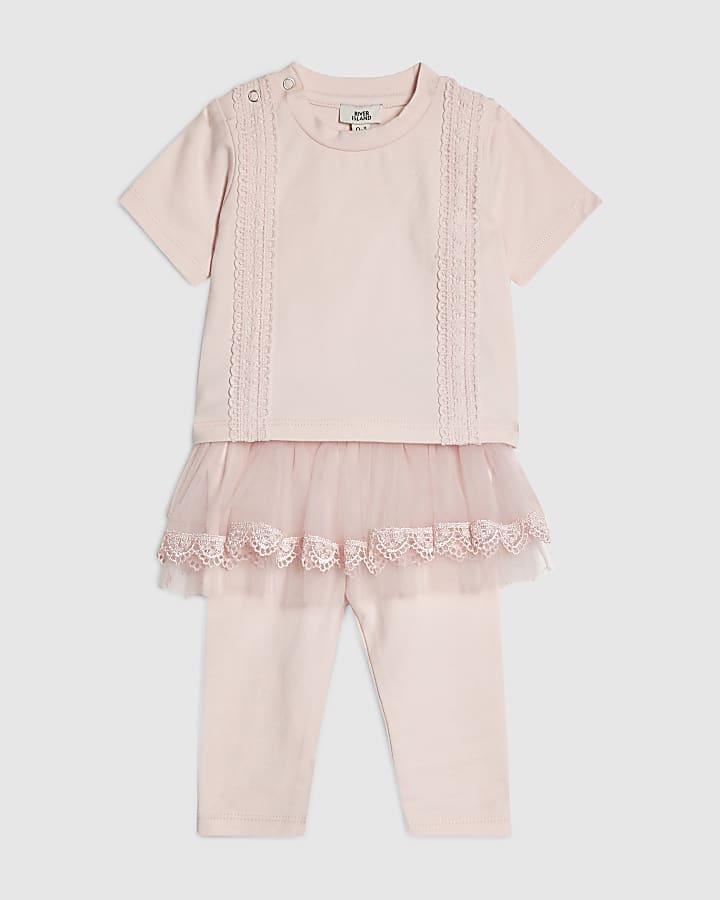 Baby Girls Pink Tulle Leggings Set
