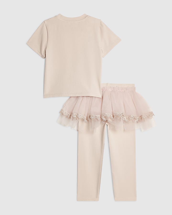 Mini Girls Pink Tulle Leggings Set