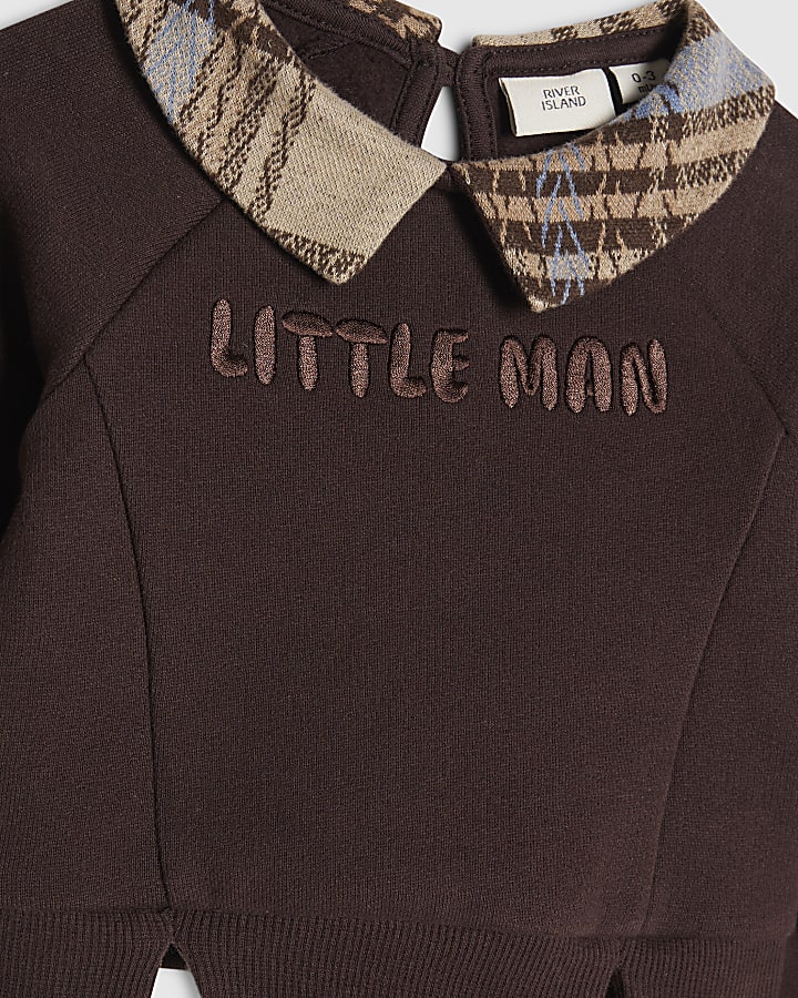 Baby Boys Brown Handsome Little Man Shirt Set