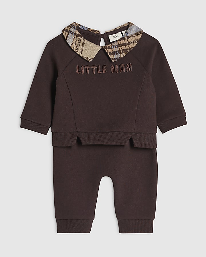 Baby Boys Brown Handsome Little Man Shirt Set