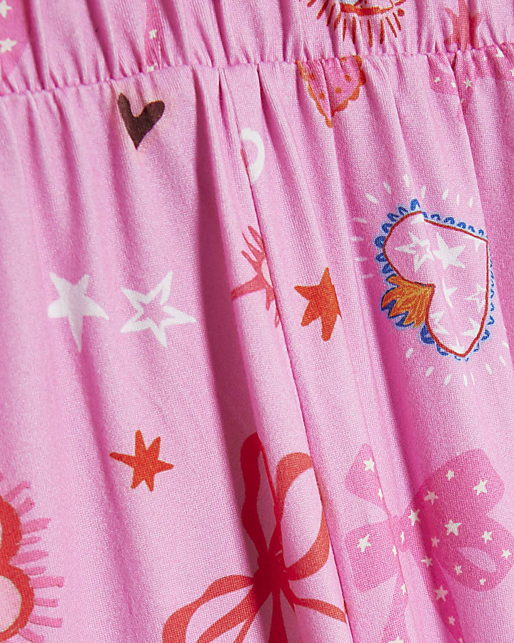 Girl Pink Cosmic Button Through Pyjama Set
