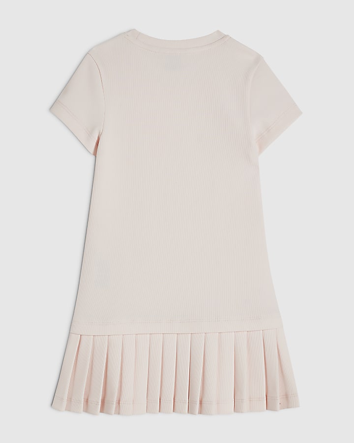 Mini Girls Pink Pleated Hem Dress