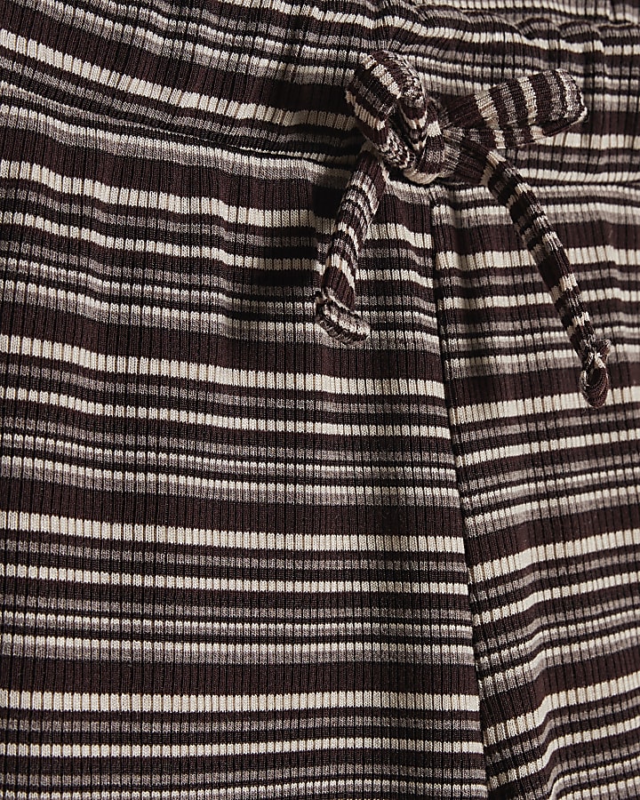 Girls Brown Striped Wide Leg Trousers