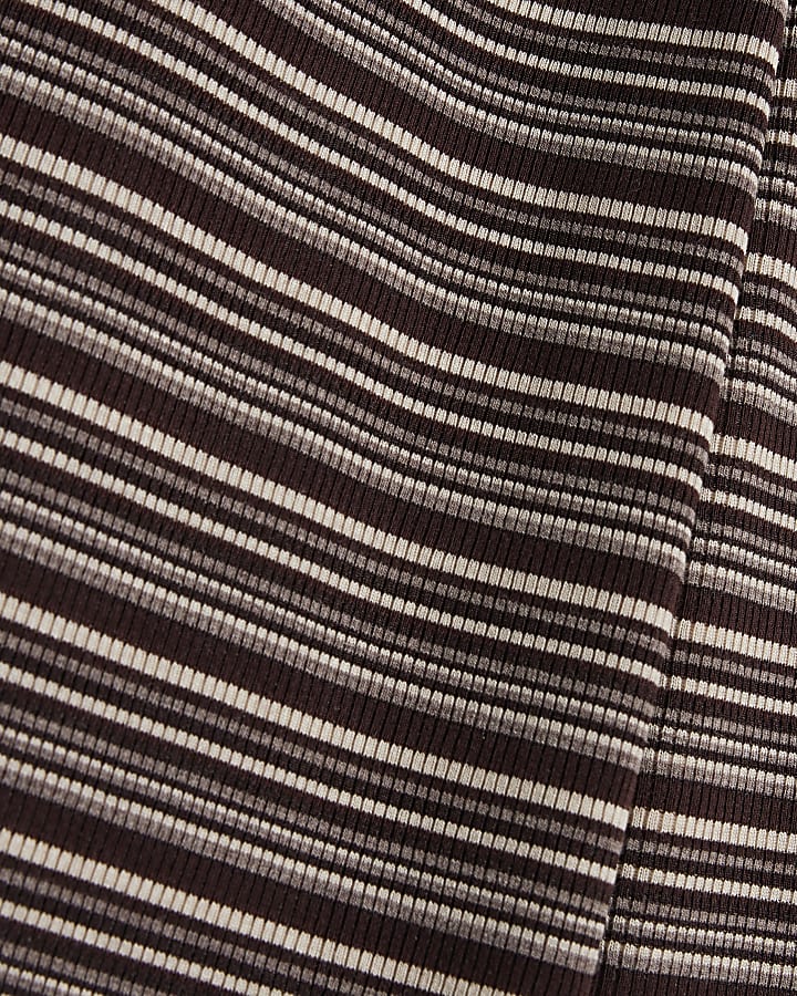 Girls Brown Striped Wide Leg Trousers