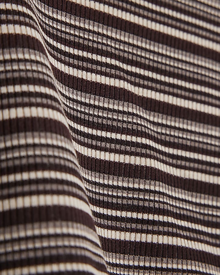 Girls Brown Striped Tank Top