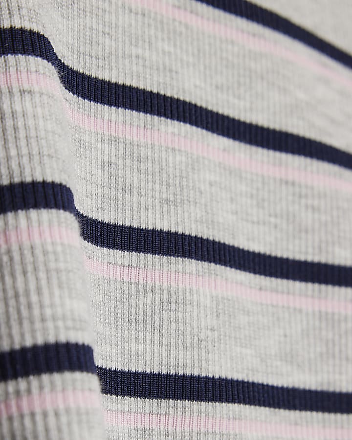 Girls Grey Striped Tank Top