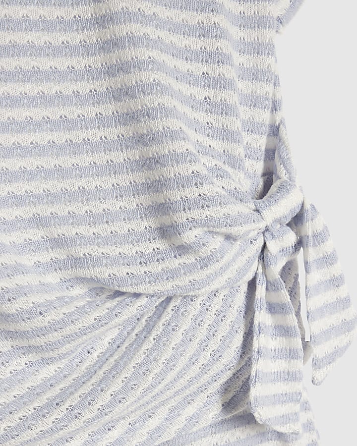 Girls Blue Stripe Trousers Set