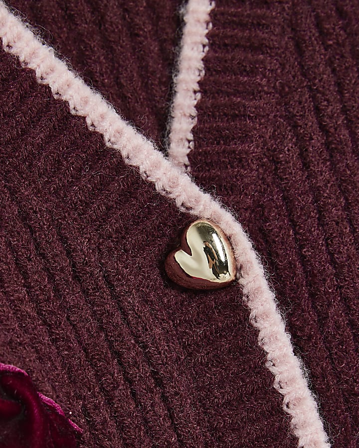 Girls Purple 3D Bow Cardigan