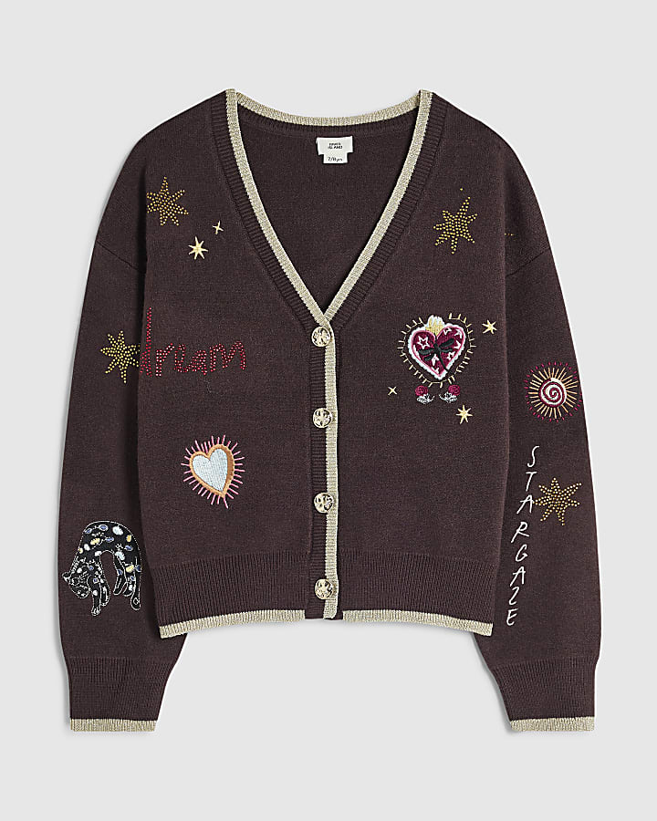 Girls Brown Stargazer Cardigan