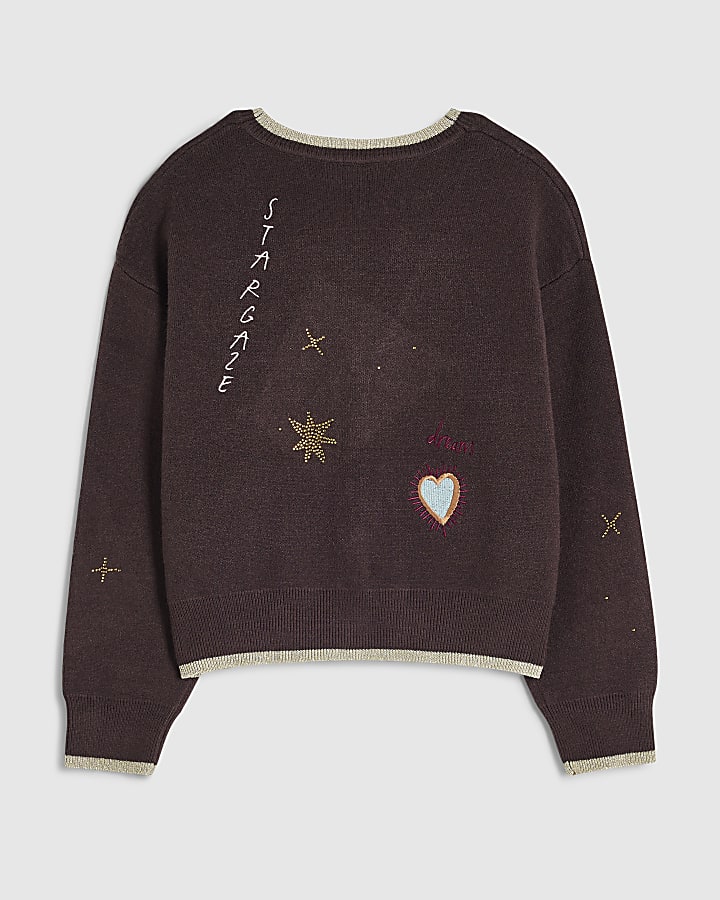 Girls Brown Stargazer Cardigan