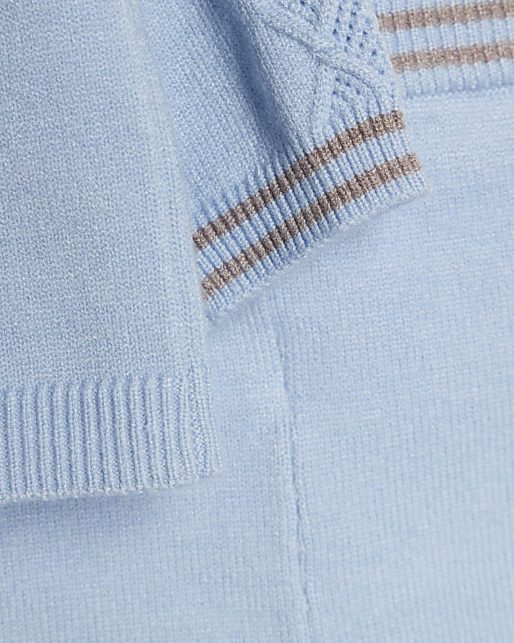 Baby Boys Blue Stitched Bear Sweatshirt Set