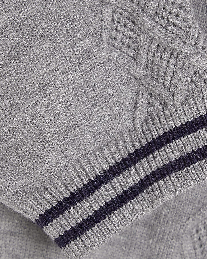 Baby Boys Grey Stitched Bear Sweatshirt Set