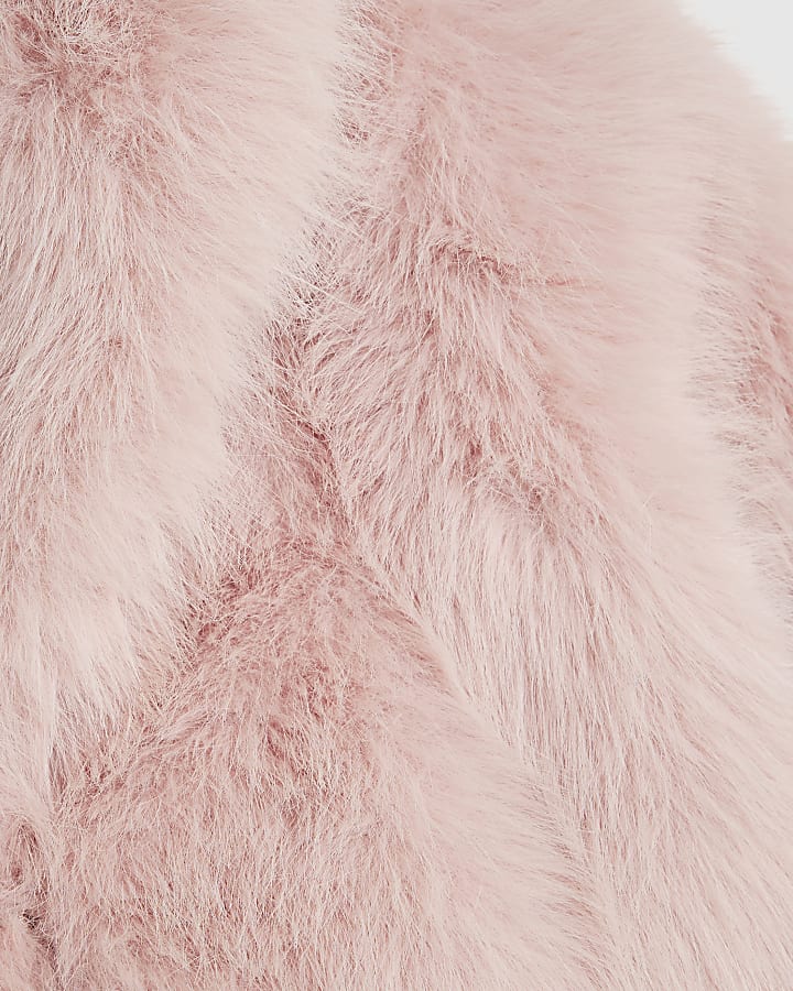 Girls Pink Short Faux Fur Coat