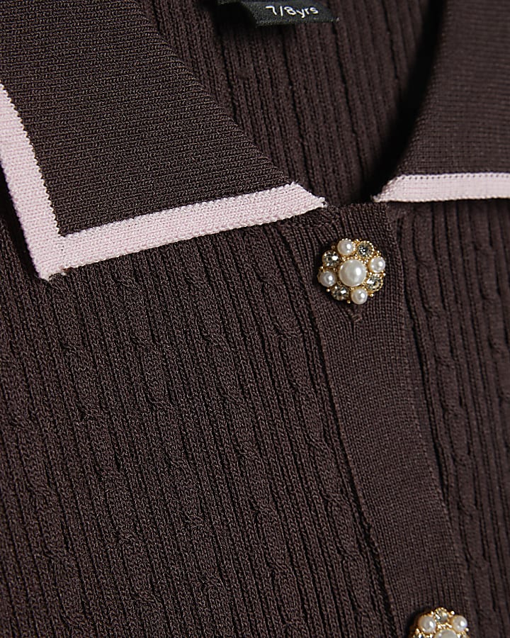 Girls Brown Long Sleeve Martini Dress