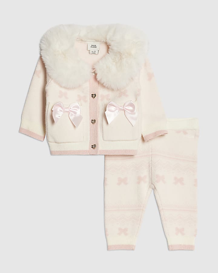 Baby Girls Cream Fairisle Cardigan Set