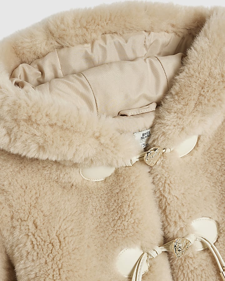 Mini Girls Brown Borg Fur Coat
