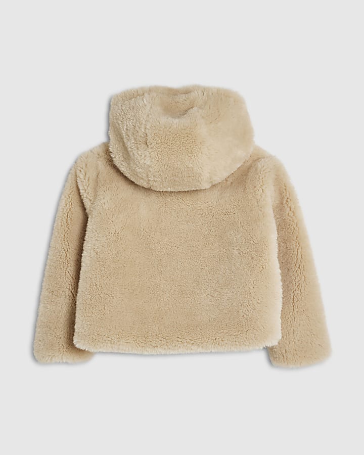Mini Girls Brown Borg Fur Coat