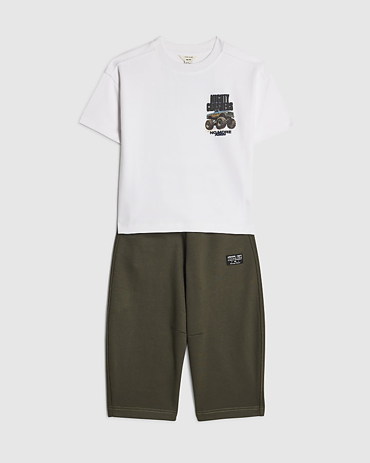 Mini Boys White Mighty Crushers T-Shirt Set