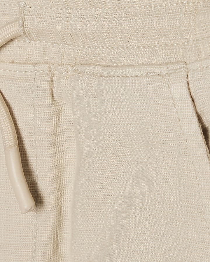 Mini Boys White Textured Polo Shirt Set