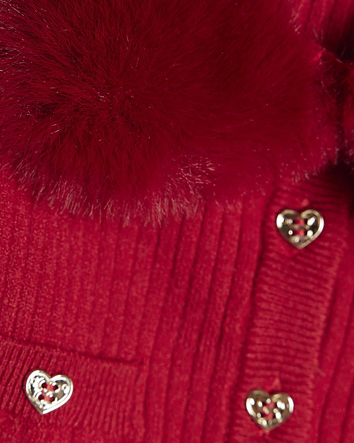 Baby Girls Red Fur Collar Peplum Top Set